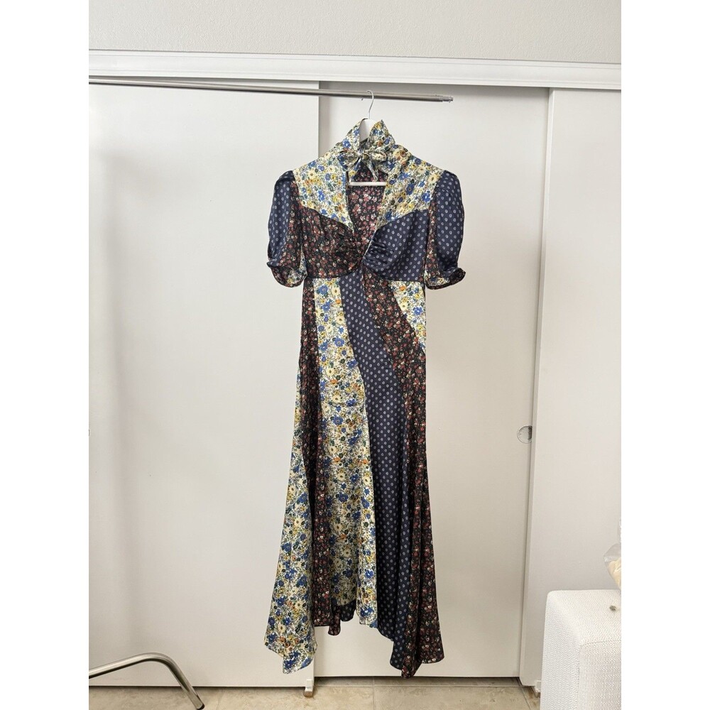 Sandro Bow Patchwork Effect Twill Midi Dress